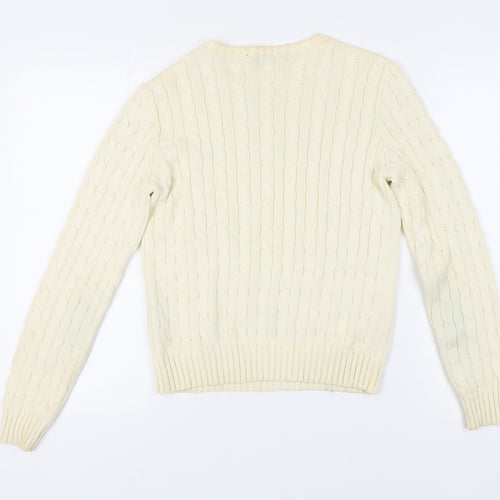 Ralph Lauren Women's Ivory Cable-Knit Pullover Jumper M
