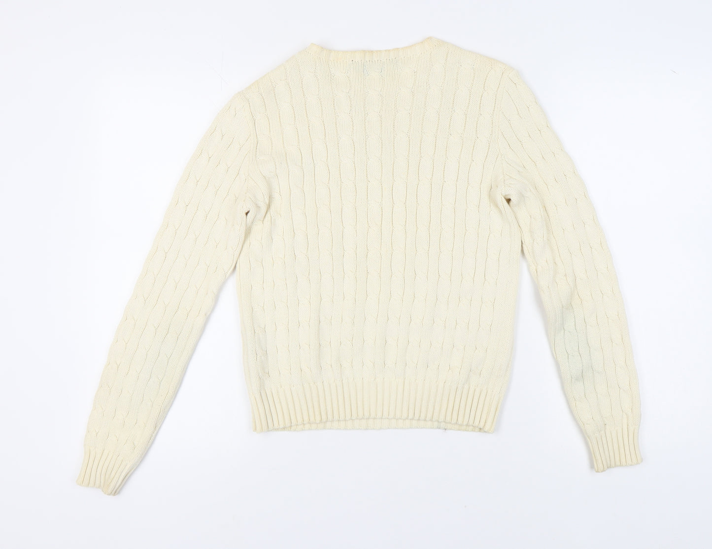 Ralph Lauren Women's Ivory Cable-Knit Pullover Jumper M