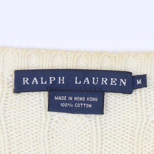Ralph Lauren Women's Ivory Cable-Knit Pullover Jumper M