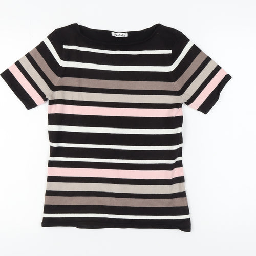 Berkertex Women's Black Striped Pullover Jumper Size 10-12