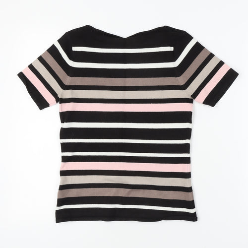 Berkertex Women's Black Striped Pullover Jumper Size 10-12