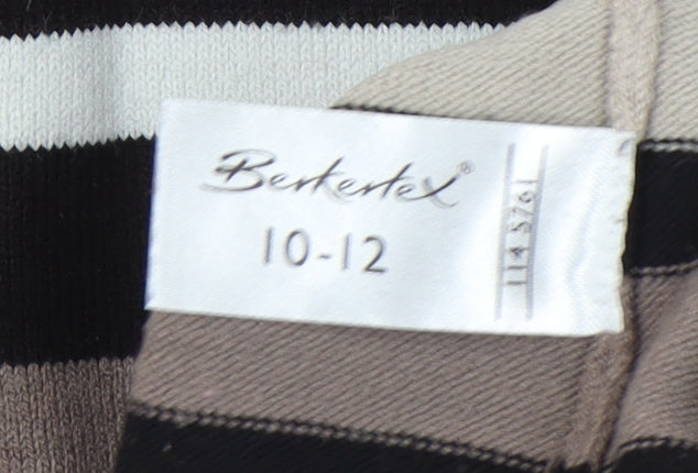 Berkertex Women's Black Striped Pullover Jumper Size 10-12