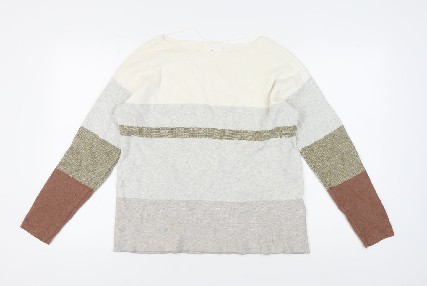 YAYA Women's Multicoloured Striped Jumper, Size M