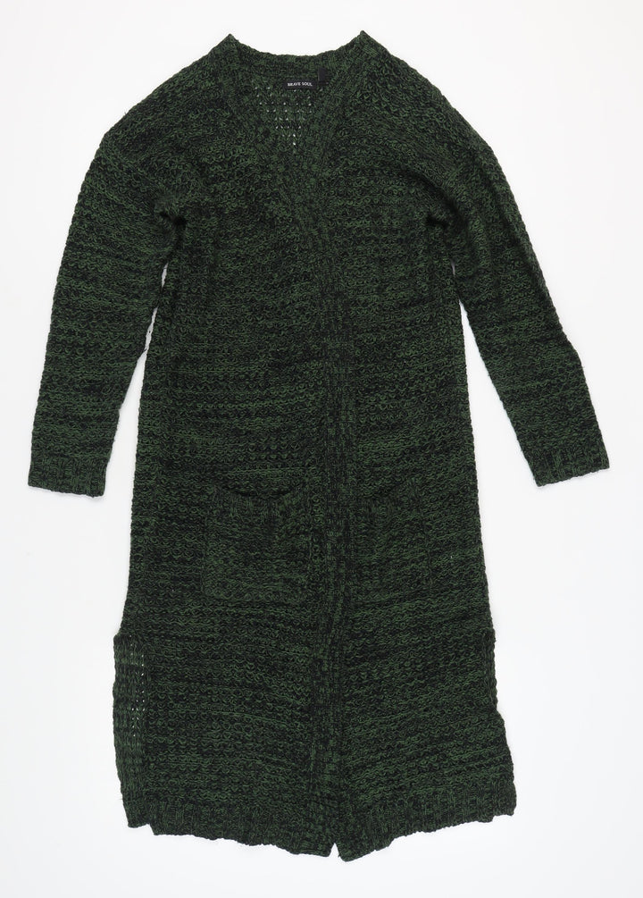 Brave Soul Women's Green Cardigan, Size L, V-Neck Style