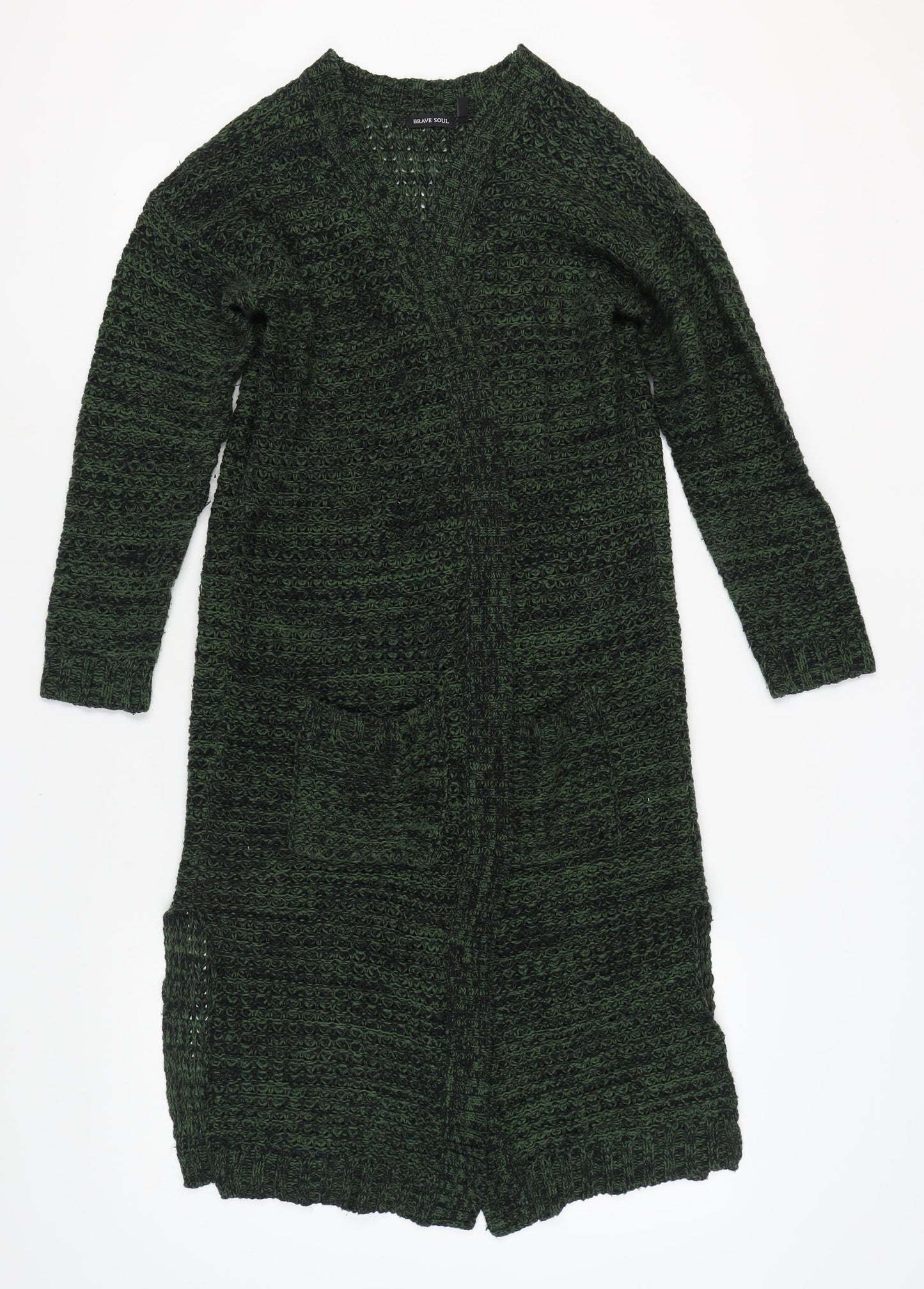 Brave Soul Women's Green Cardigan, Size L, V-Neck Style