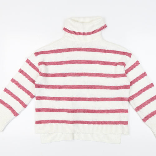 Crew Clothing Women’s White Roll Neck Striped Jumper Size 12