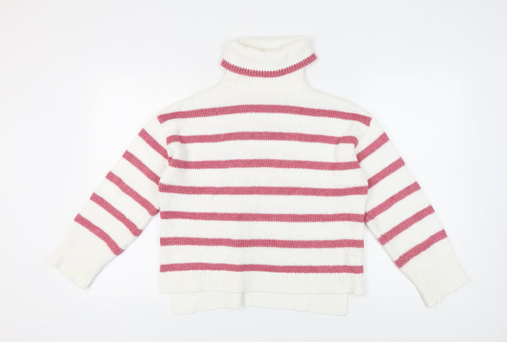 Crew Clothing Women’s White Roll Neck Striped Jumper Size 12