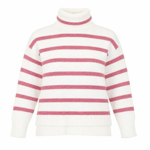 Crew Clothing Women’s White Roll Neck Striped Jumper Size 12