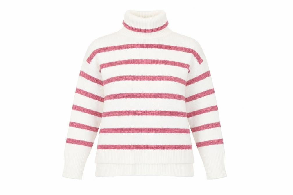 Crew Clothing Women’s White Roll Neck Striped Jumper Size 12