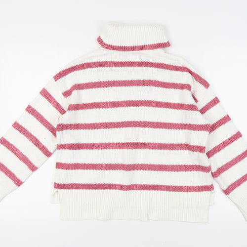 Crew Clothing Women’s White Roll Neck Striped Jumper Size 12