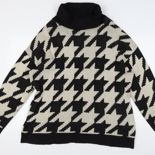 LTS Women’s Black & White Roll Neck Jumper, Size 14-16