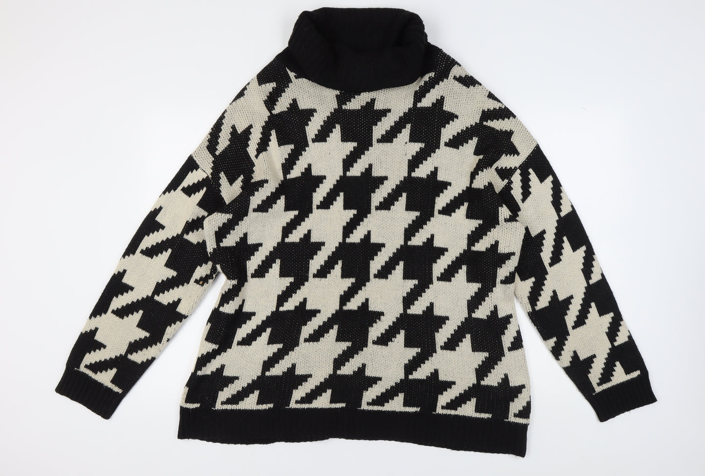LTS Women’s Black & White Roll Neck Jumper, Size 14-16