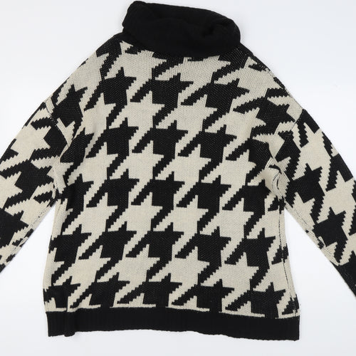 LTS Women’s Black & White Roll Neck Jumper, Size 14-16