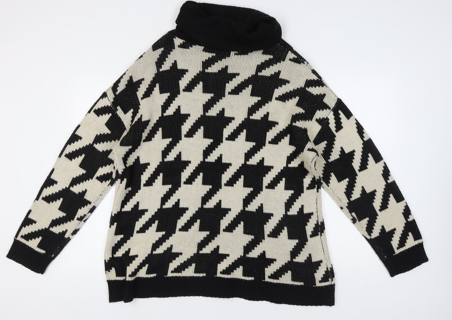 LTS Women’s Black & White Roll Neck Jumper, Size 14-16
