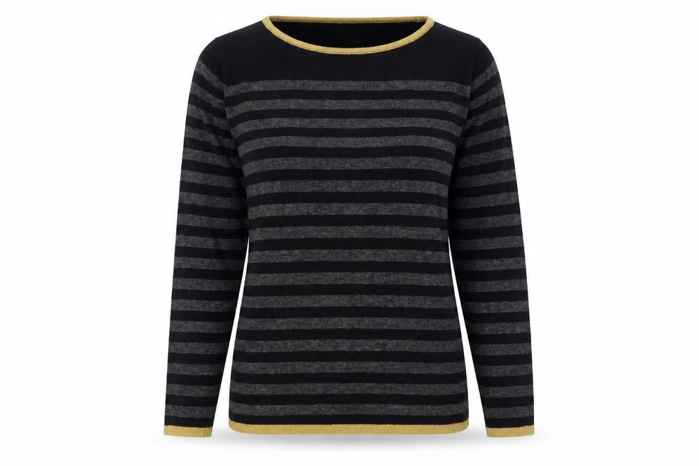 Front view of Benedetta B Women's Black Striped jumper S