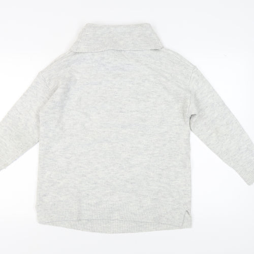 Cotton Traders Women's Grey Floral Knit Pullover Jumper Size 16