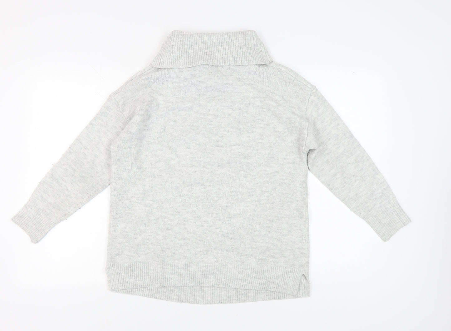 Cotton Traders Women's Grey Floral Knit Pullover Jumper Size 16