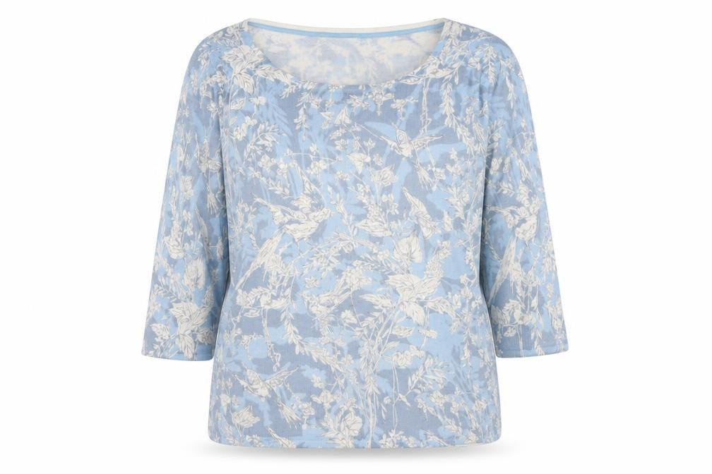 Front view of Marks & Spencer Women's Blue Floral jumper, size 16