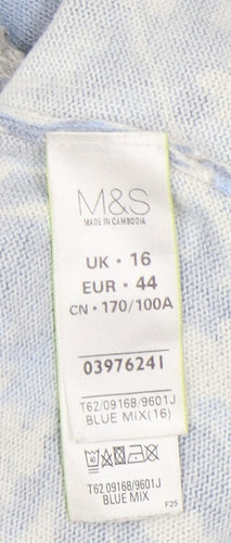 Marks and Spencer Women's Blue Floral Pullover Jumper Size 16
