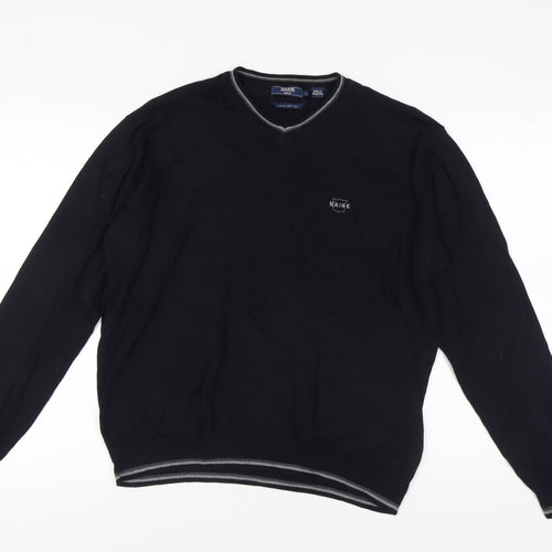 Maine New England Men's Black V-Neck Pullover Jumper