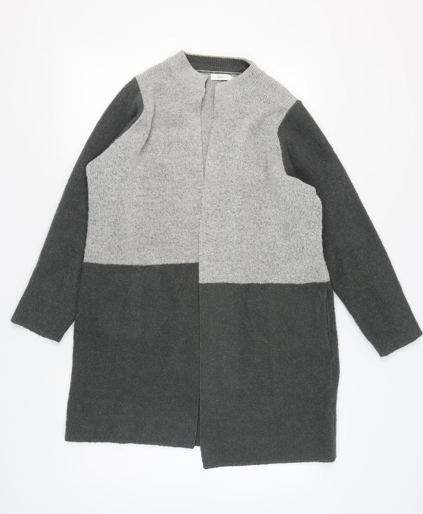 Cotton Traders Women's Grey Long Sleeve Open Front Cardigan Size 16