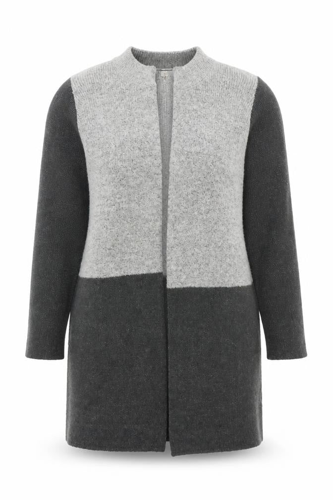 Front view of Cotton Traders Women's Grey Long Sleeve Open Front Cardigan, size 16