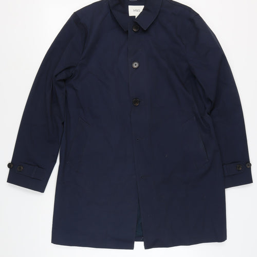 Marks and Spencer Men's Blue Overcoat Size L