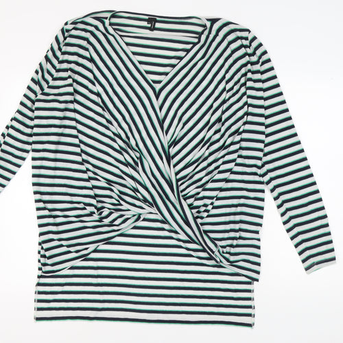 Vero Moda Women's Black Wrap V-Neck Striped Top 2XL