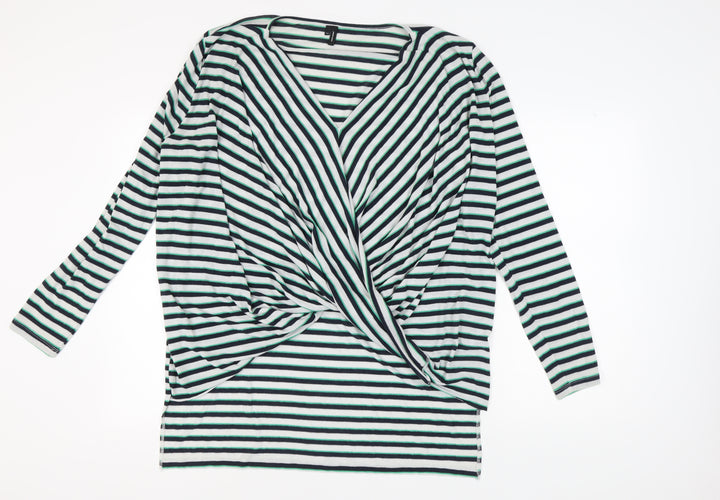 Vero Moda Women's Black Wrap V-Neck Striped Top 2XL