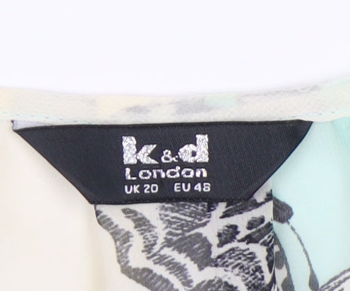 k&d London Women's Multicoloured 3/4 Sleeve Top