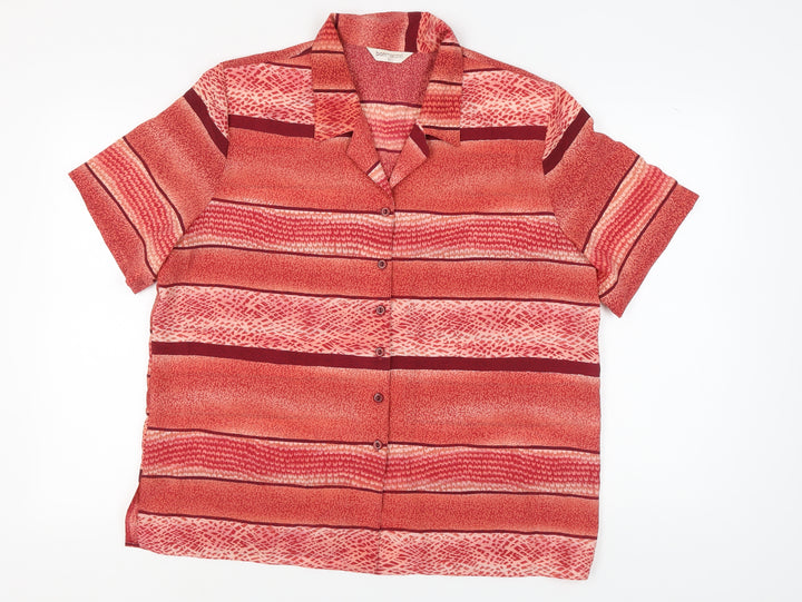 Bonmarché Red Striped Button-Up Shirt Size 20
