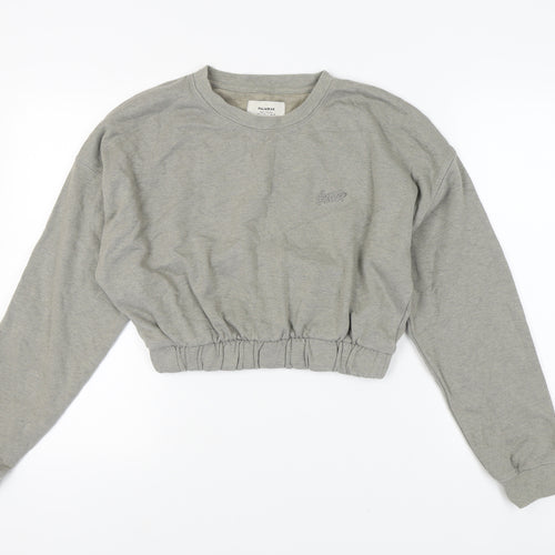Pull & Bear Women's Grey Sweatshirt, L - Relaxed Fit, Casual