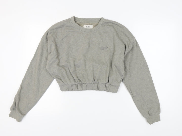 Pull & Bear Women's Grey Sweatshirt, L - Relaxed Fit, Casual