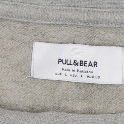 Pull & Bear Women's Grey Sweatshirt, L - Relaxed Fit, Casual