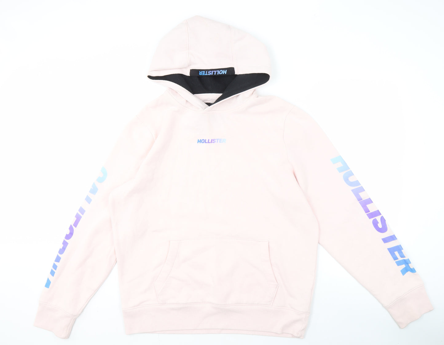 Hollister Men's Pink Graphic Pullover Hoodie L