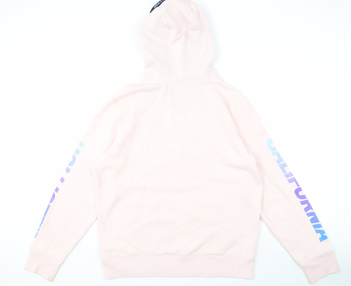 Hollister Men's Pink Graphic Pullover Hoodie L