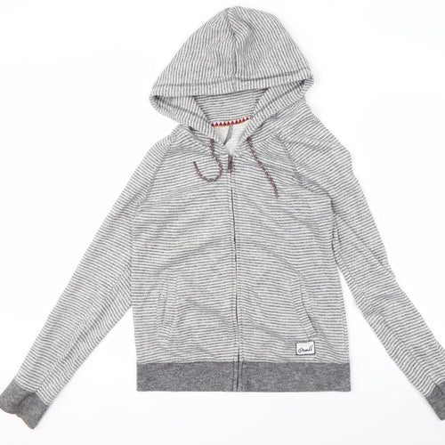 O'Neill Women's Grey Striped Full Zip Hoodie, Size 12