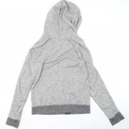 O'Neill Women's Grey Striped Full Zip Hoodie, Size 12