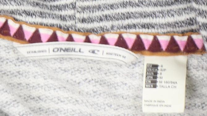 O'Neill Women's Grey Striped Full Zip Hoodie, Size 12