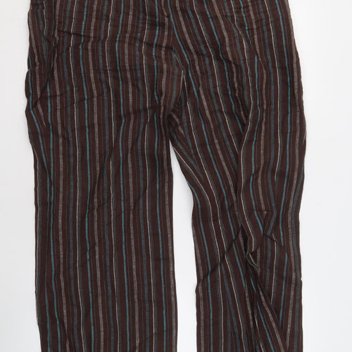 East Women's Brown Striped Wide-Leg Trousers Size 18