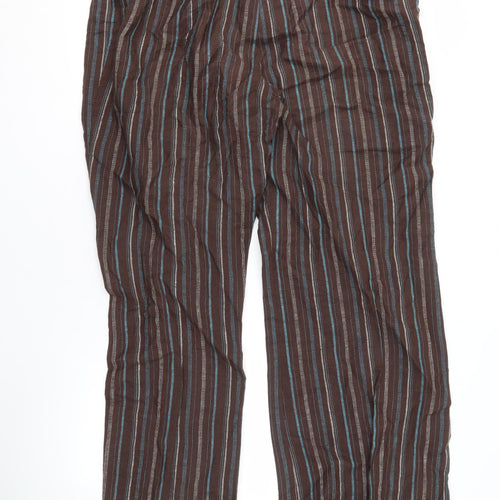 East Women's Brown Striped Wide-Leg Trousers Size 18