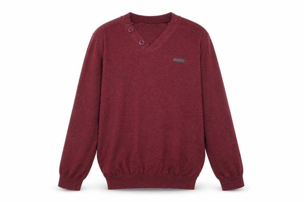 Front view of McKenzie Red V-Neck jumper Men L