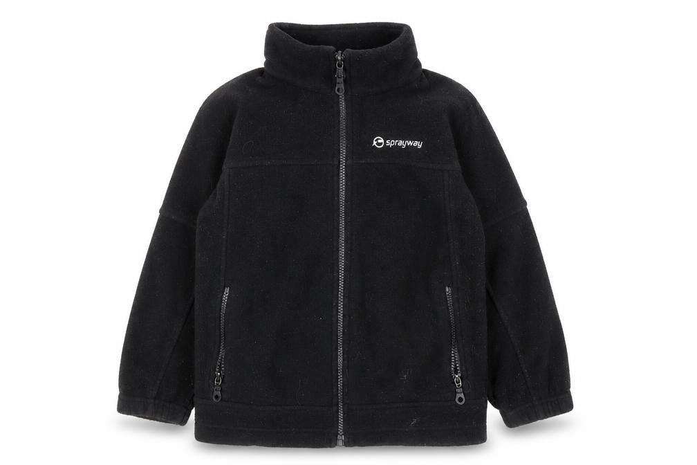 Front view of Sprayway boys’ black fleece jacket, size 6, years
