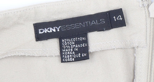 DKNY Beige Women's Trousers, Size 14, Cotton Blend