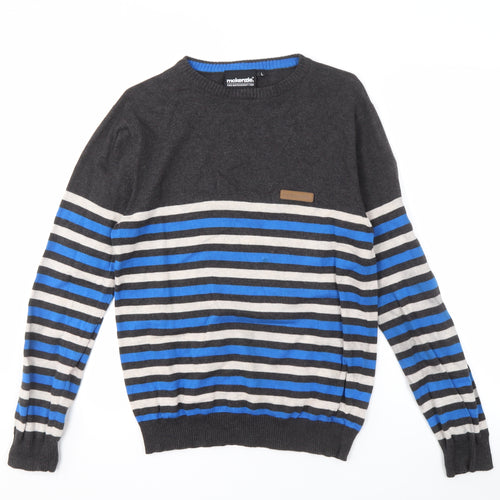 McKenzie Men's Grey Striped Pullover Jumper Size L