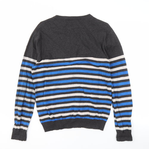 McKenzie Men's Grey Striped Pullover Jumper Size L
