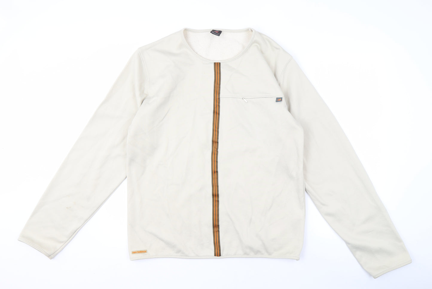 New Balance Men's Beige Sweatshirt S Zip Accent