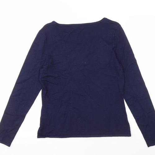 Jacques Vert Women's Embroidered Blue Long Sleeve Top