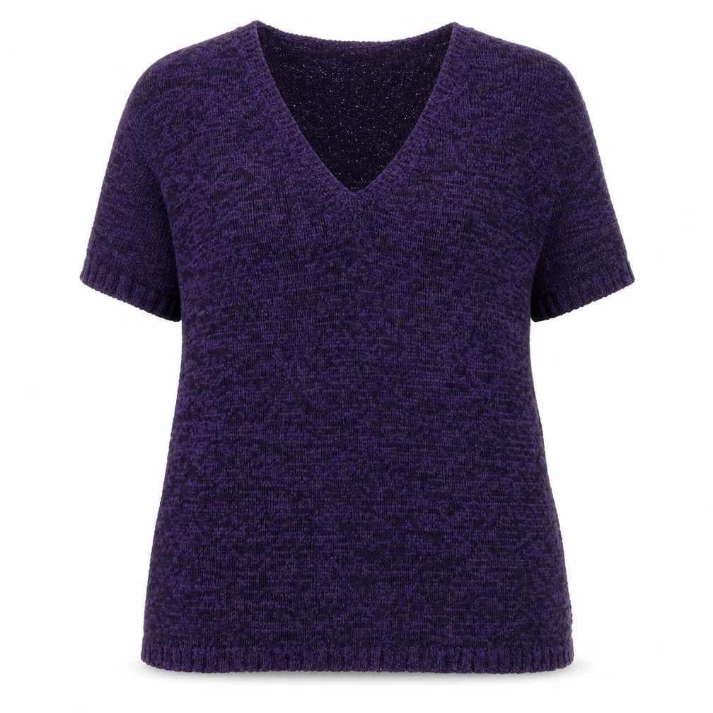 Front view of Alexon Purple V-Neck Women's Top, size 20