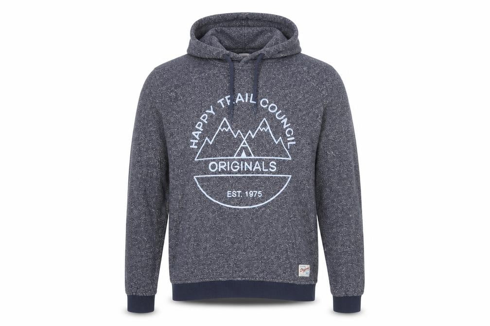 Front view of Jack & Jones Men's Blue Pullover Hoodie, size S, Logo Style